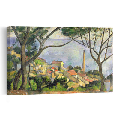 The Sea At Lestaque, 1878 Abstract Contemporary Architecture Wall Art Print by Paul Cezanne - 1 Piece Wrapped Canvas Wall Art