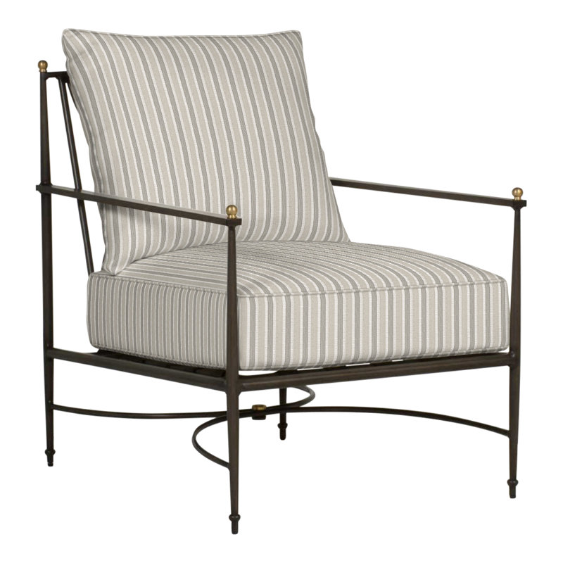 Chaise de patio avec coussins Roma, Welt, Perigold Piccadilly rayé frêne