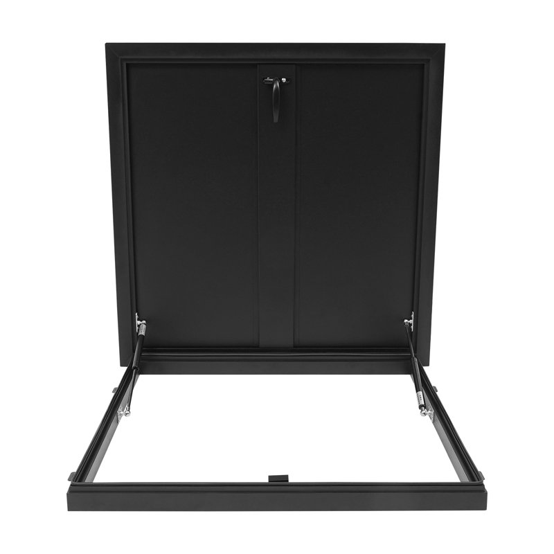 Trappe de toit avec support hydraulique, porte d'accès au toit en alliage d'aluminium à ouverture à 90 degrés , Noir