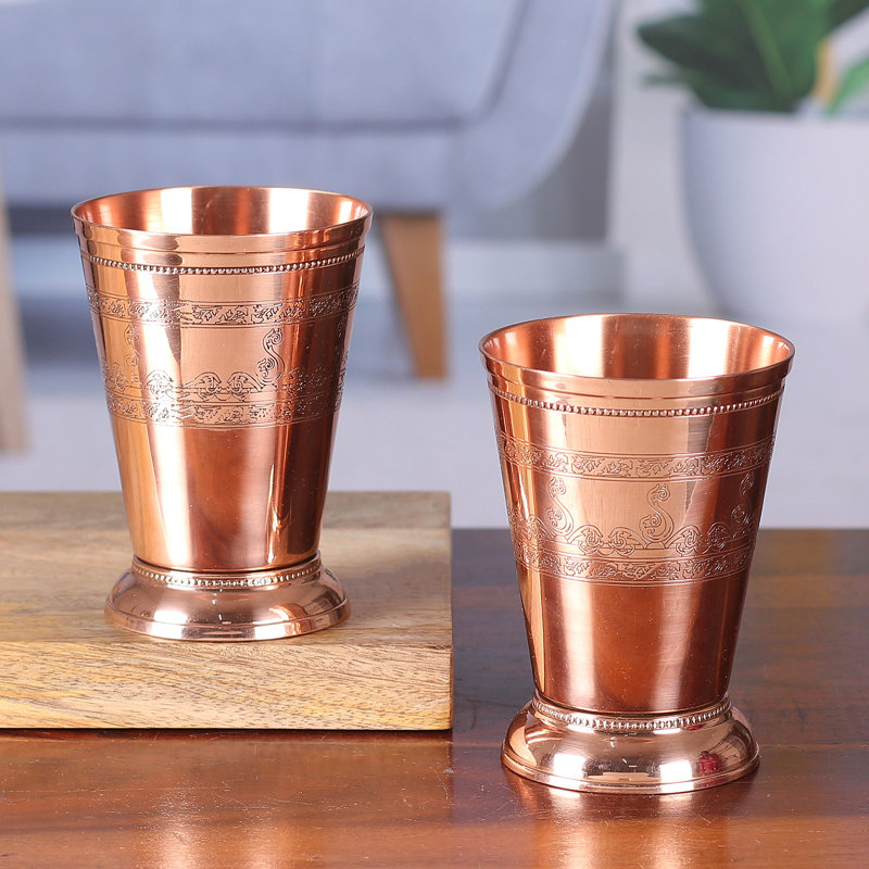 Novica Handmade Glamorous Elixir Copper Rocks Glass (Pair)