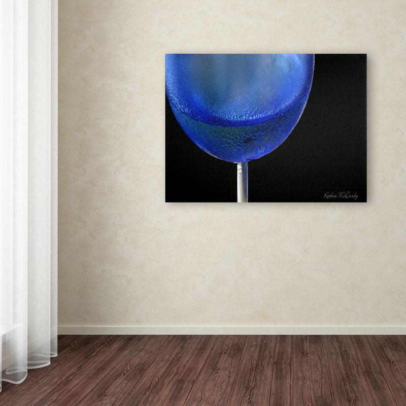 « blue wine glass » par kathie mccurdy,, impression sur toile tendue encadrée, H 10 po x l 19 po x P 2 po