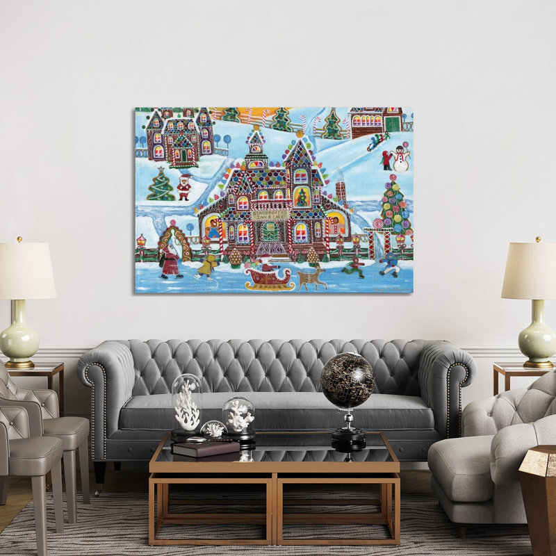 «Christmas Gingerbread Inn and Cafe» par Cheryl Bartley, impression sur toile tendue, H 18 po x l 26 po x P 1,5 po