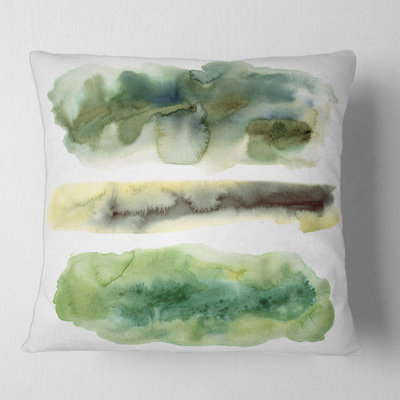 Golden Green Abstract Clouds With Blue Points III Abstract Pillow