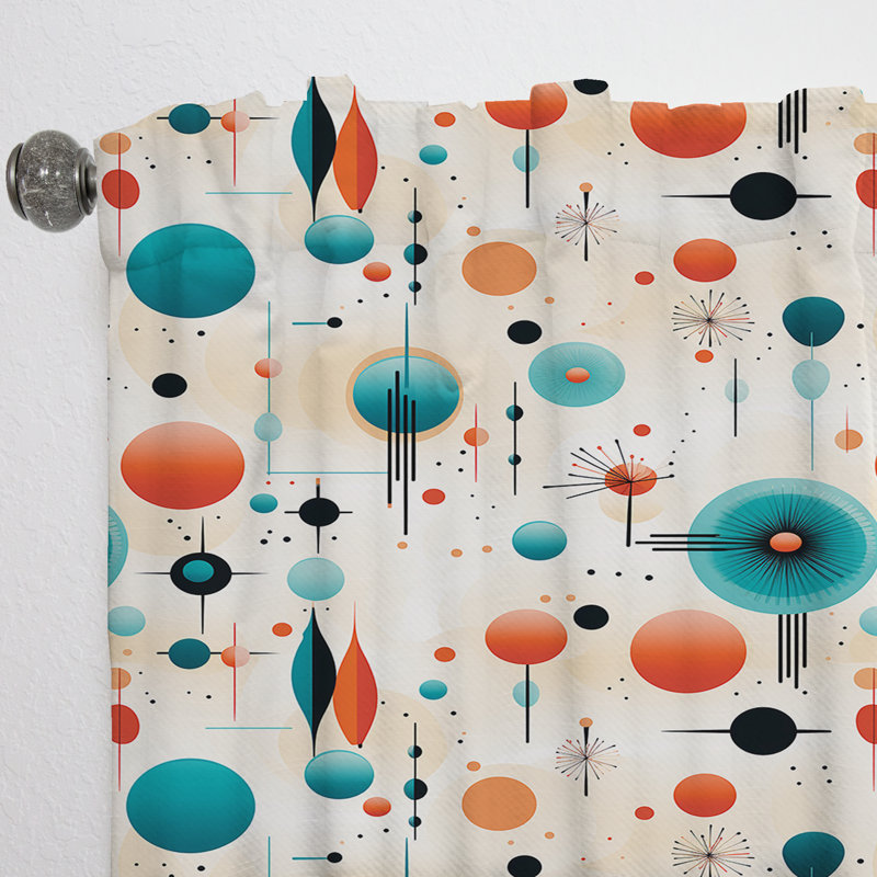 Atomic Age Modern Fusion - Rideau Mid-Century - Rideau géométrique obscurcissant - 1 panneau, L 52 po x L 108 po