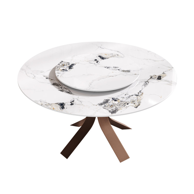 Table de salle à manger Modern Modern, H 29,53 po x L 59,05 po x l 59,05 po, Encre, Brun