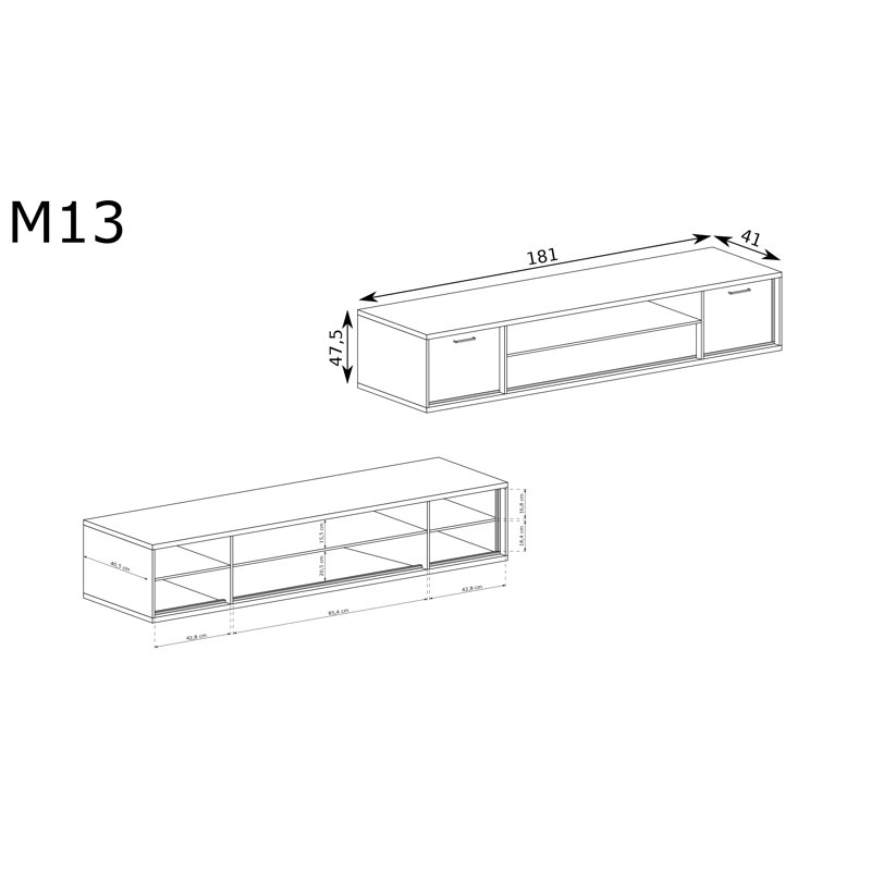 TV Cabinet M-12, 48cm H x 181cm L x 41cm W