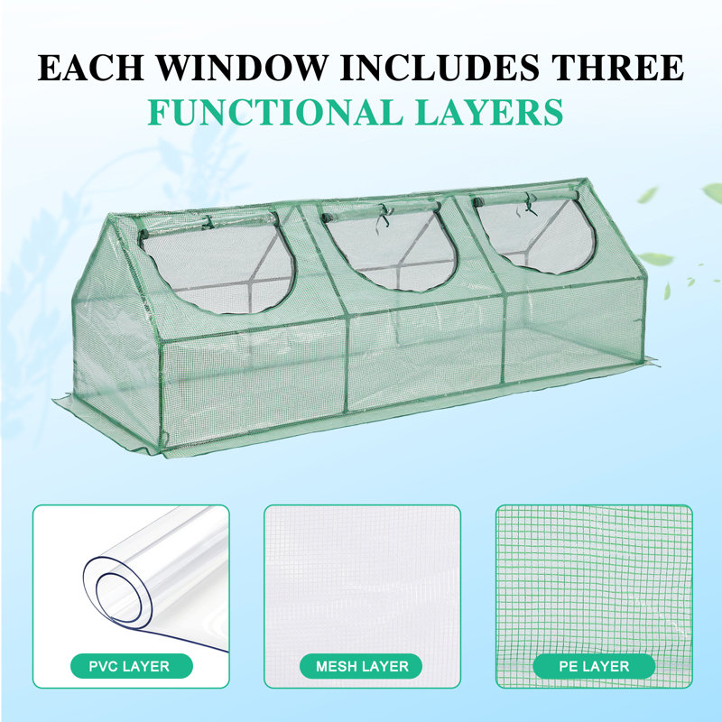 Aoodor 3-in-1 Mini Greenhouse Kit, 3' H x 8.9' W x 3' D