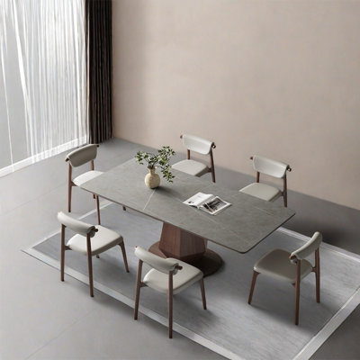 Rectangular rock plate dining table sets