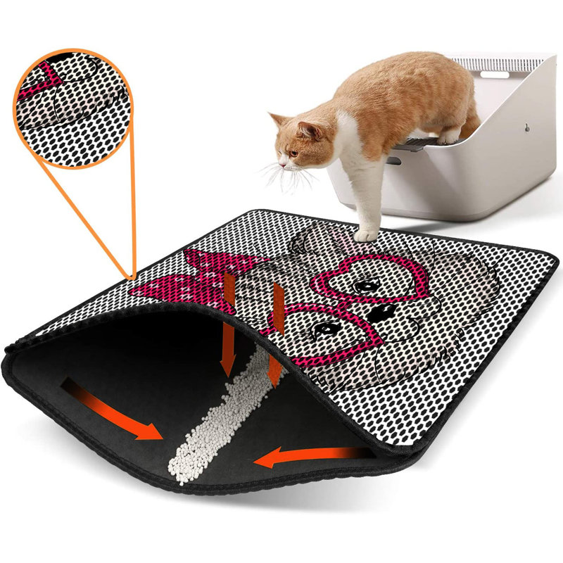 Tapis pour litière de qualité supérieure, 18 po x 24 po | 50% PVC / 50% polyester, lavable à la machine et passer l'aspirateur | Conception durable et facile à nettoyer pour les propriétaires d'animaux de compagnie | Protégez vos planchers des dégâts de la litière