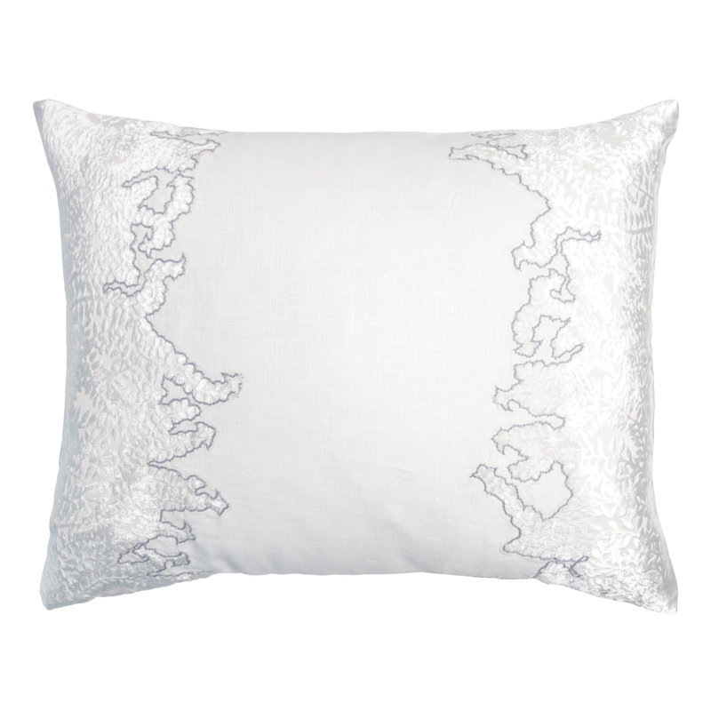 Ferns Linen Lumbar Pillow Cover & Insert, White Gray, Rectangle 16"H x 20" W