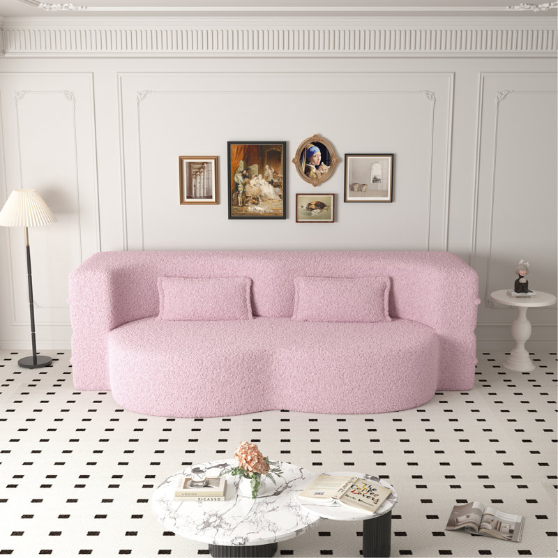 Canapé-lit moderne avec 2 coussins, canapé-lit convertible rembourré de mousse, matelas pliant double pour le salon, lit d'invité, salle de jeux, aucun assemblage requis