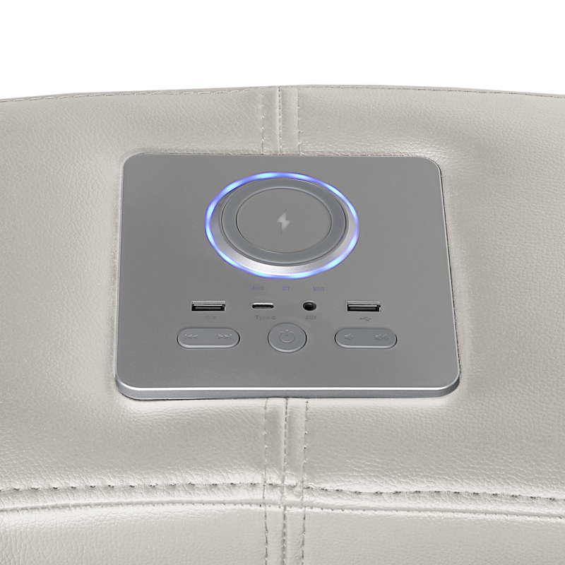 Canapé modulaire Nova avec 1 console (lampe de lecture), coin avec haut-parleur Bluetooth, armoire à vin à DEL et levage - Gris