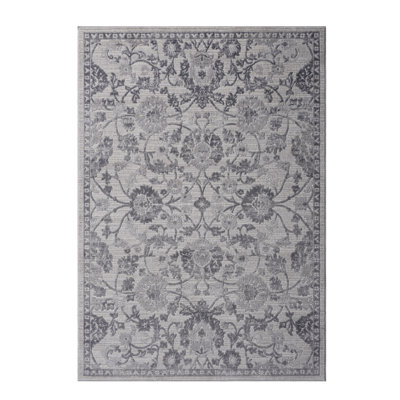 Loom & 6x9 Area Rug In Grey/silver/ - Non-shedding, Stain , Complements Home Luxury Enhances Decor