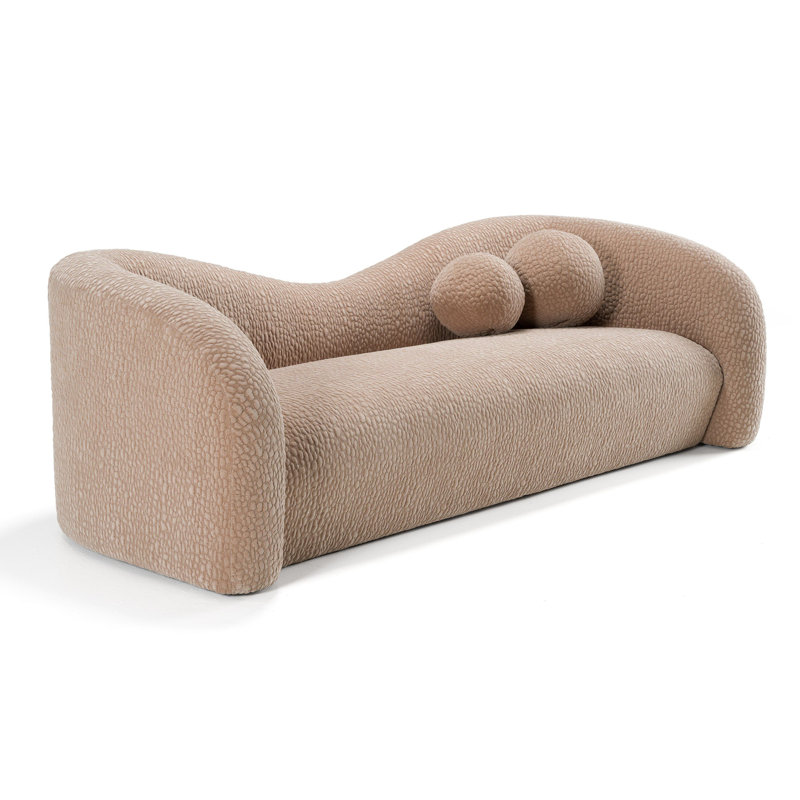 Wabbaseka - Contemporary Tan Fabric Sofa, 28" H x 103" W x 37" D, 4