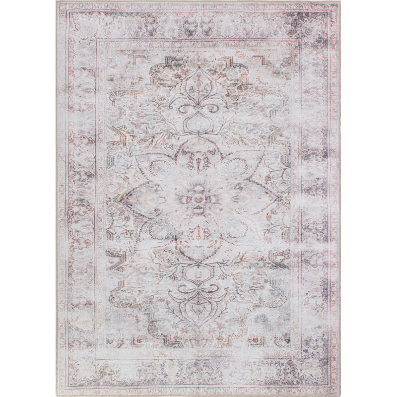 Louisa Machine Washable Oriental Performance Cream/Gray/Brown Area Rug, Rectangle 2'1" x 3'