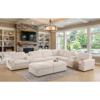 Josilyn 168.5" W 10-Piece Corduroy Power Reclining Sectional with Storage