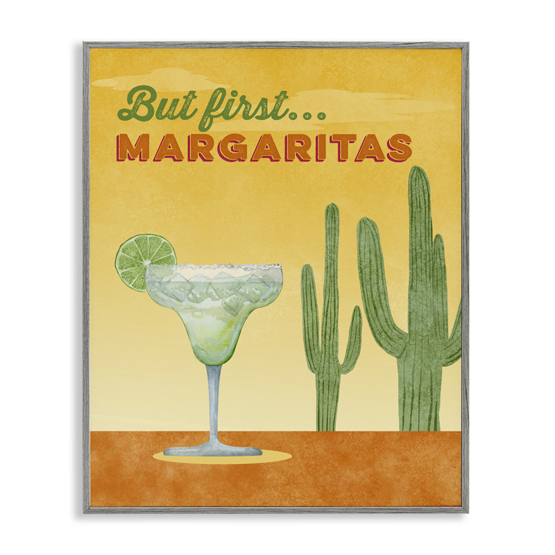 «Margarita & Desert Cactus», art de la giclée encadrée par Brett Blumenthal, H 14 po x l 11 po, Estampe numérique Farmhouse
