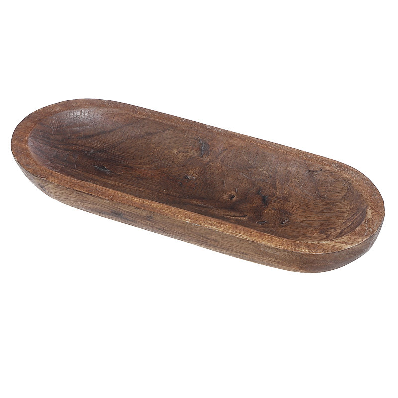 Petit plateau ovale en bois Mango, 12" H x 5" W x 1.5" D