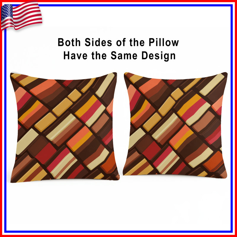 Coussin décoratif géométrique, formes abstraites à double face, 14 X 14 pouces