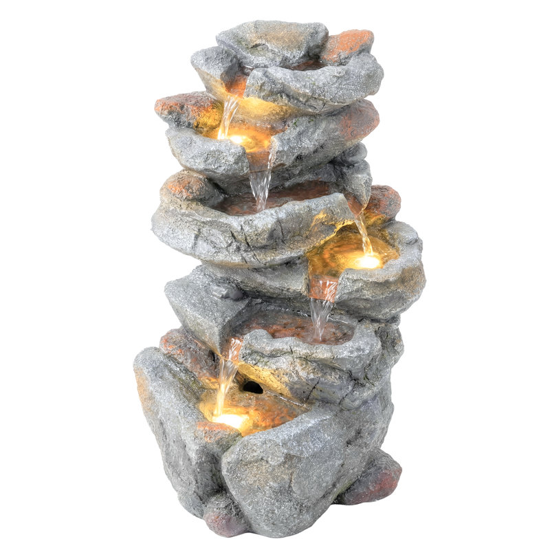 Outdoor Fountain with Lights