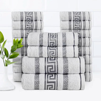 20-Piece Luxury Cotton Towel Set | Soft, Cosy Family Bale Set with 2 Bath, 2 Hand, 16 Face Towels for Ultimate Comfort