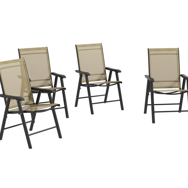 4 chaises pliantes empilables pour l'extérieur Léger pour la pelouse, le camping et la plage. Armature en métal, sans assemblage, ombre brune mixte de 4 patios - repas léger, portatif, plage