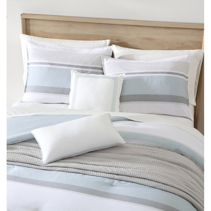 Full Blue Cotton Reversible Comforter Set with Decorative Pillows