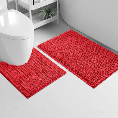 2 Piece Set Mustard Soft Cozy Plush Chenille Bath Mat Bathroom Rug