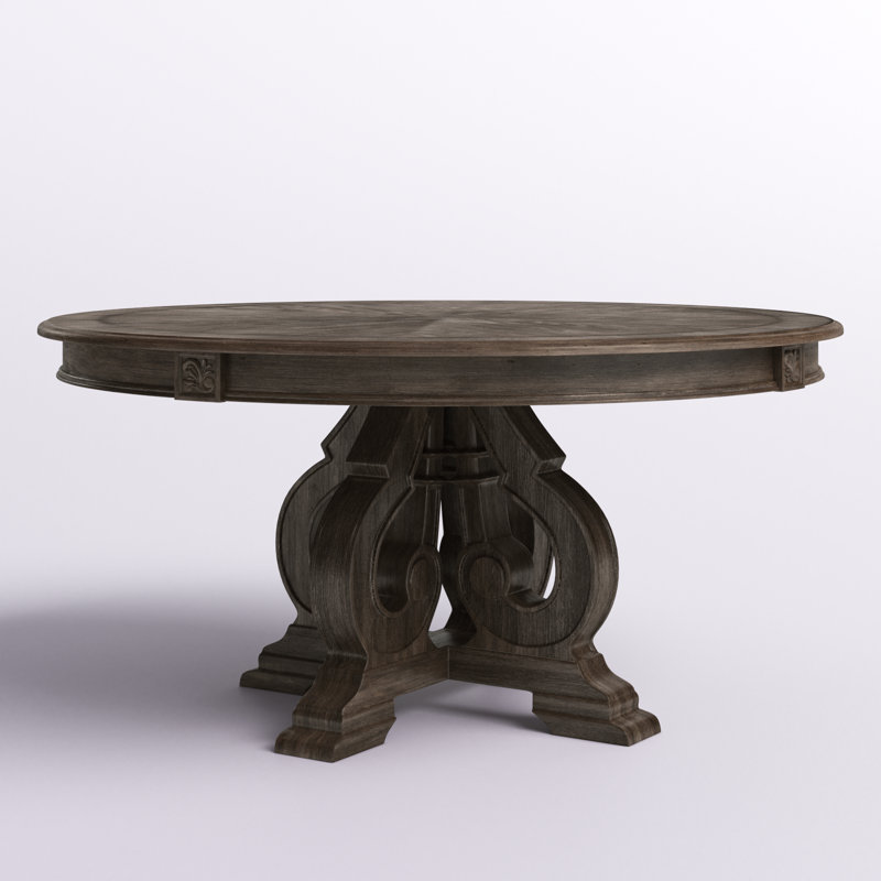 Everly Round Solid Wood Dining Table, Rustic Natural , Rustic Natural 