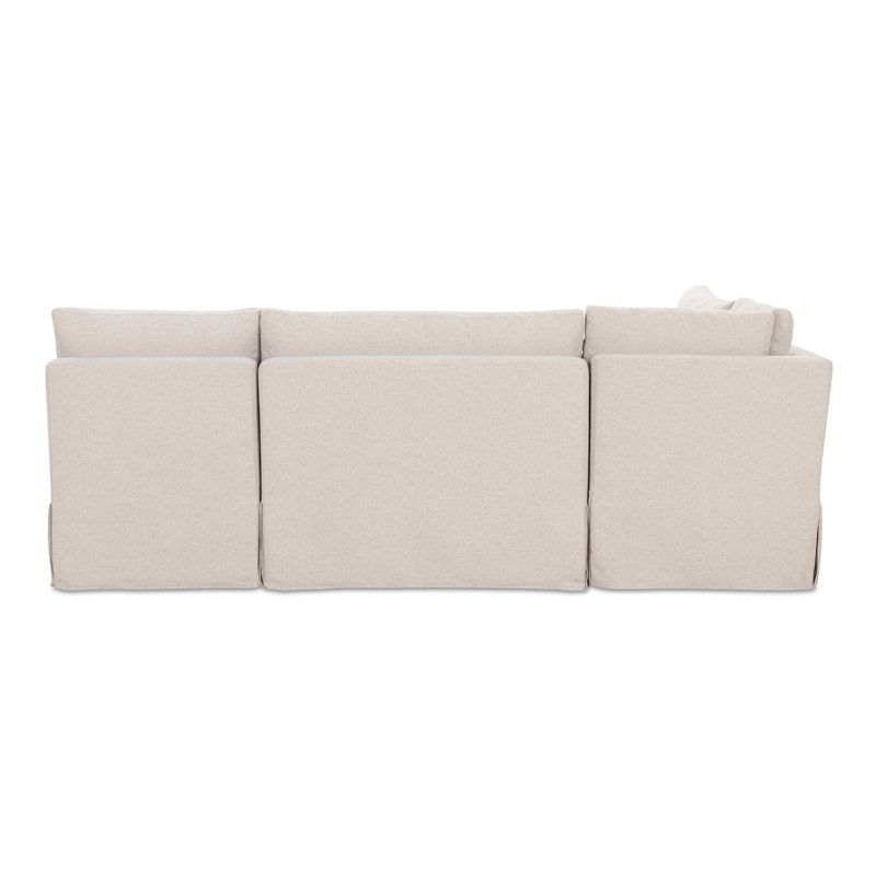 Fable Slipcover Dining Banquette U-Shape Beige 121In, L-Shape, 31.75" H x 96" W x 67.5" D
