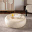 Table basse Mid-Century ronde au fini pierre artificielle, 35 pouces de diamètre, beige neutre, sans assemblage