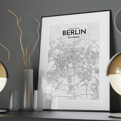 Berlin City Map in Tones 1 Piece Wall Art