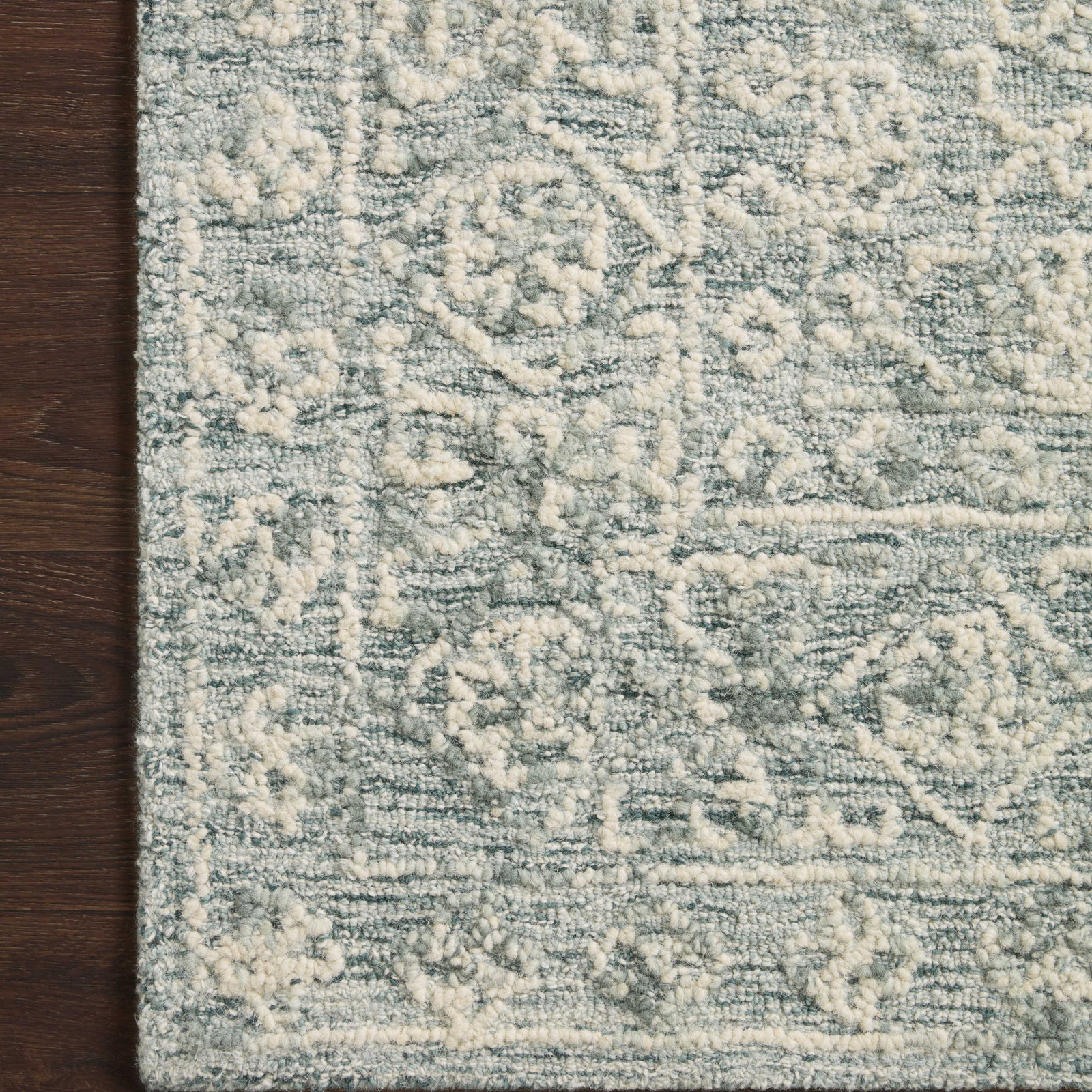 Millcreek Handmade Wool Ocean/Ivory Rug, Rectangle 2'3" x 3'9"