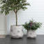 Grand pot à fleurs rond blanc rustique avec accents bruns 15,6 pouces-1822504750