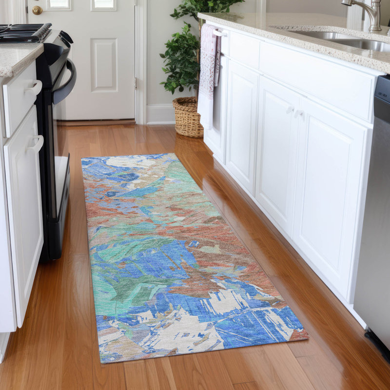 Premium Machine Washable Varroville AMF1713 Abstract Rug, Runner 2'3" x 7'6"