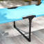 Chaise longue d'extérieur 2 pièces, chaise longue pliante à dossier réglable, chaise de bronzage coussinée avec toit pare-soleil et repose-tête pour plage, camping, randonnée, bleu clair