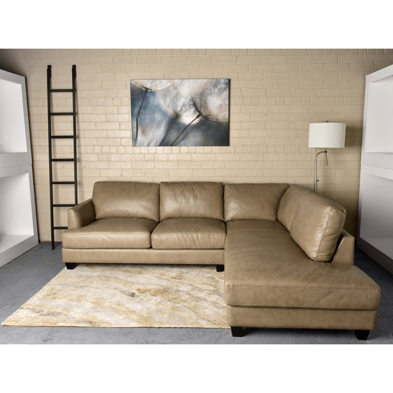 104" Wide Genuine Leather Modular Sofa & Chaise, Left Hand Facing