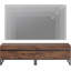 Ensemble de meuble télé et table basse Modern, ensemble de divertissement 2 pièces pour téléviseur de 75 po ou moins, table basse carrée avec deux tiroirs de rangement pour le salon, brun