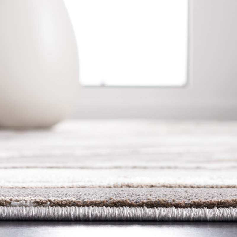 Gray and Beige Abstract Non-slip Synthetic Area Rug