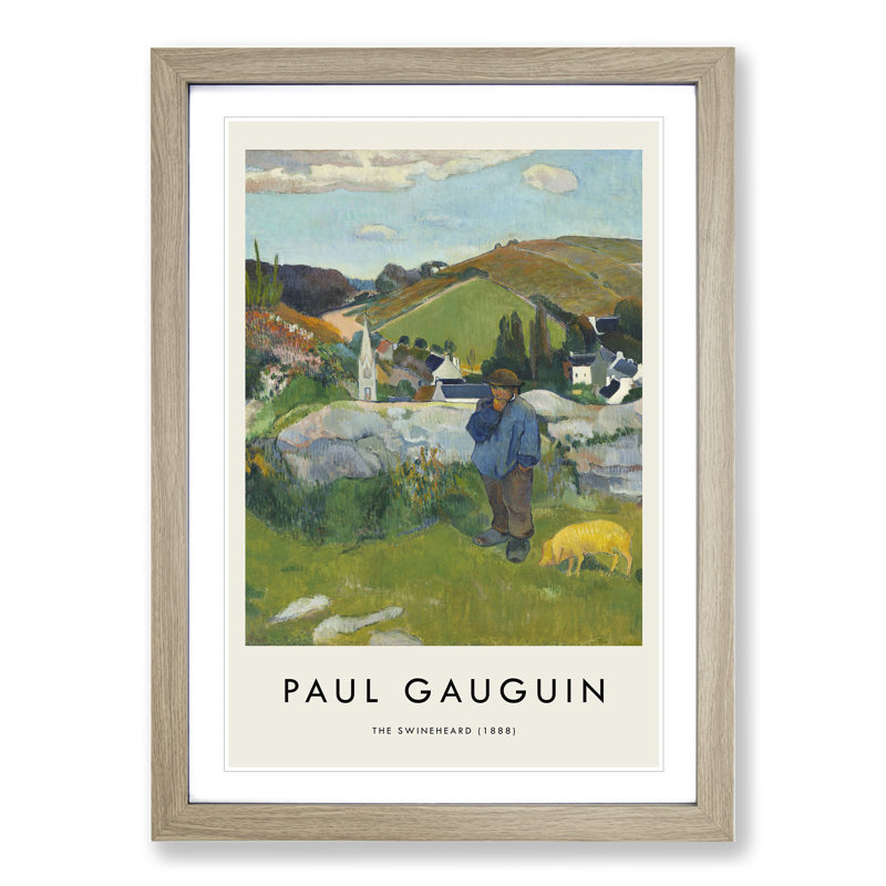 The Swineherd by Paul Gauguin - Picture Frame Painting, Oak Framed, 48cm H x 36cm W x 2cm D