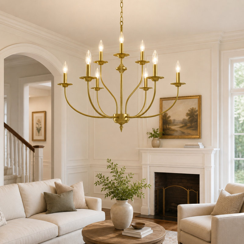 Lustre 9 lumières façon bougie en métal