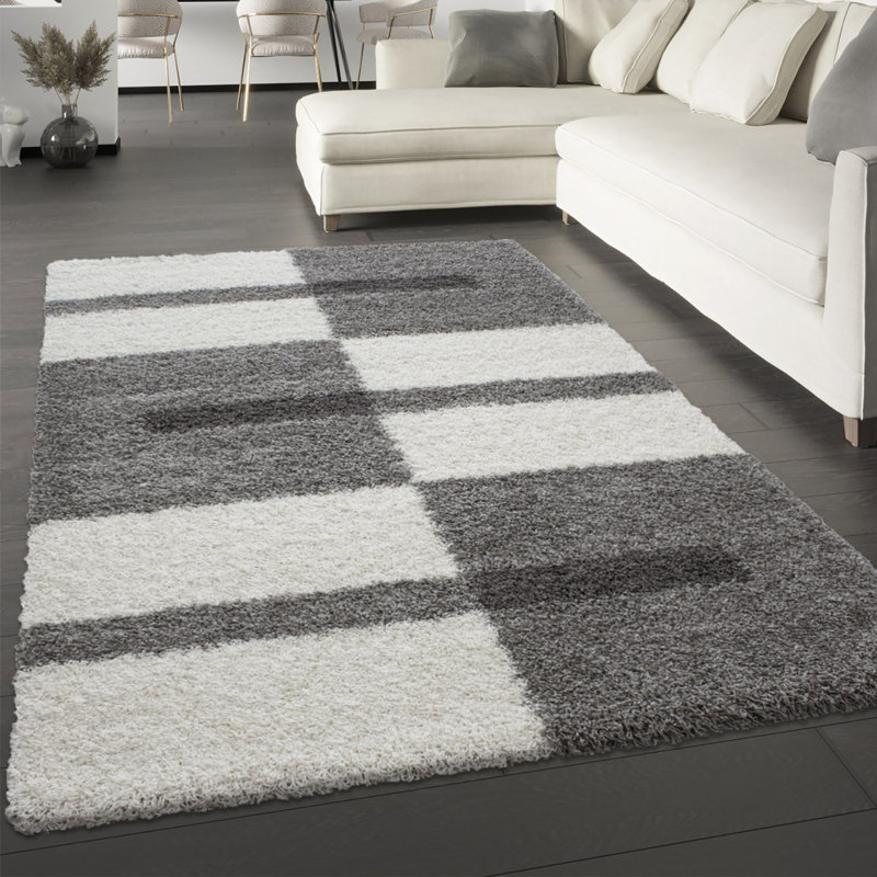 Curron Geometric Shag Area Rug, Rectangle 80 x 150cm
