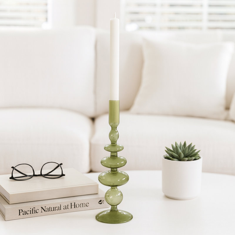 Candlestick Candle Holder, Green