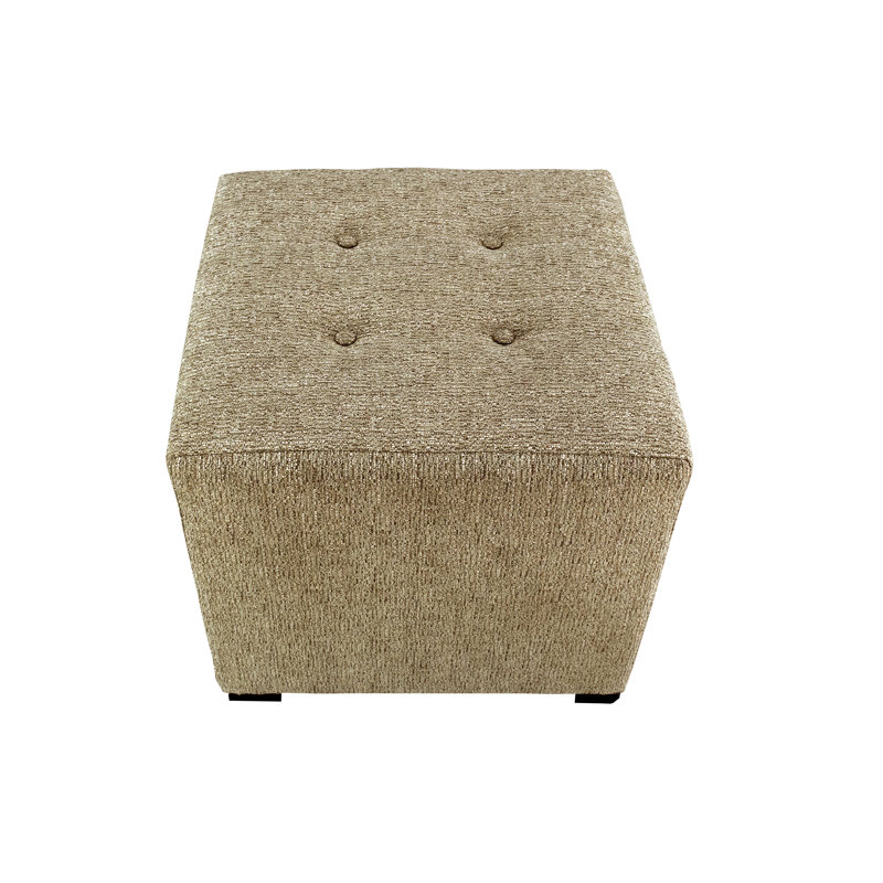 Repose-pieds carré capitonné de 19 po de large Hadlee, Mélange de polyester biche