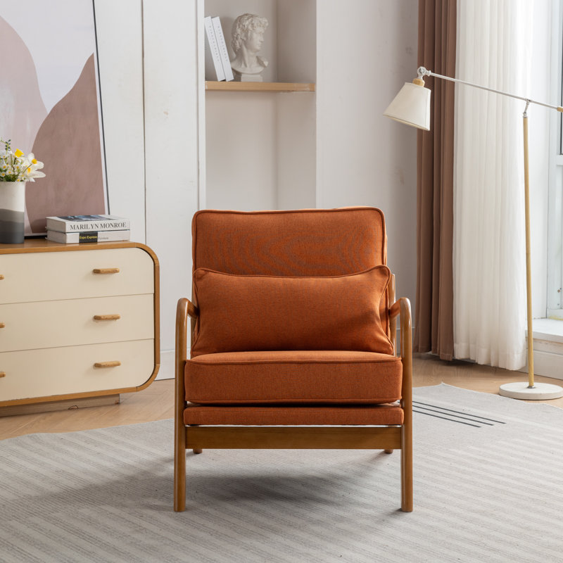 Homister Upholstered Armchair, Orange Linen