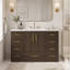 Meuble-lavabo de 48 po brun foncé. Armoire de rangement abondante - 2 portes à fermeture douce et 9 tiroirs