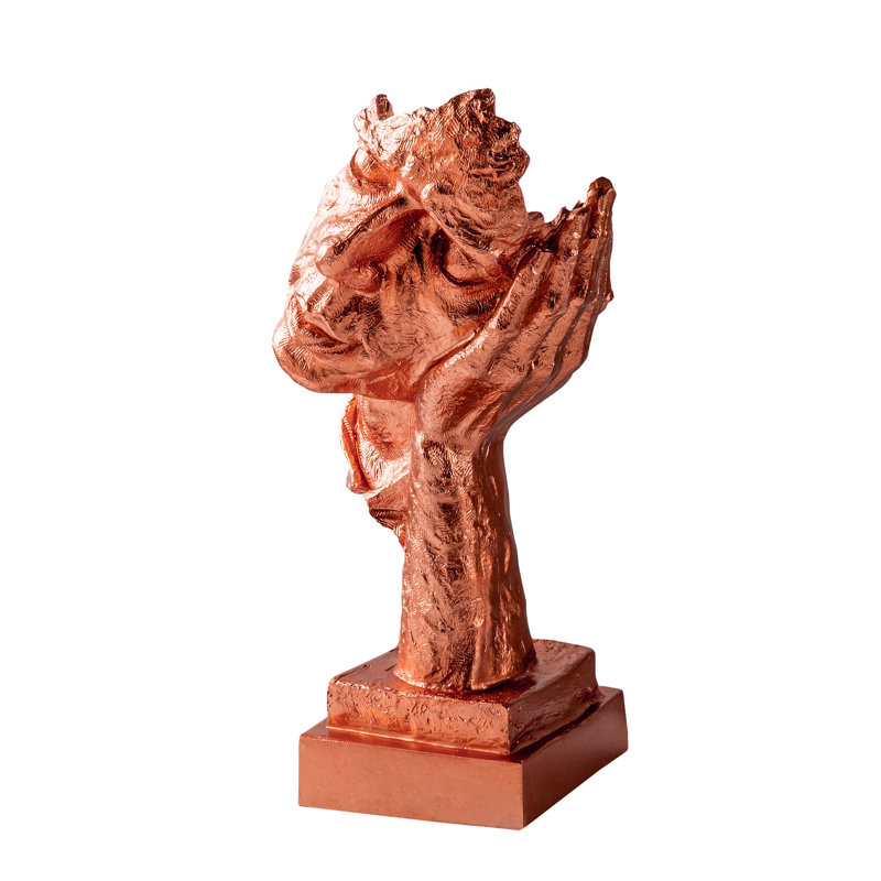 Hand-Painted Decorative Object, Copper Color, 6.3 x 13.0 x 5.5 inches | 100% Polyester Material | Unique Art Piece with Distinctive Color Tones & Textures | Perfect for Home Décor & Accent Displays