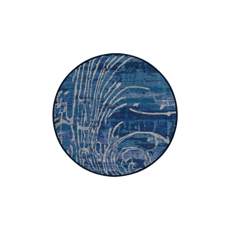 Machine Washable Gray Area Rug, Round 4'