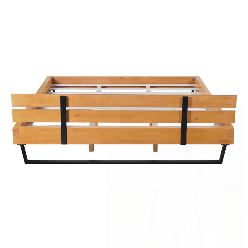 CADRE DE LIT EN BOIS DE PINE TAILLE TAILLE, COULEUR NATURELLE ET NOIRE, Très grand
