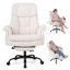 Chaise de bureau ergonomique à jambes croisées avec repose-pieds rétractable et accoudoirs réglables, blanc et noir-237488079